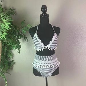 New Black and white stripes Cocoship Bikini Size 8